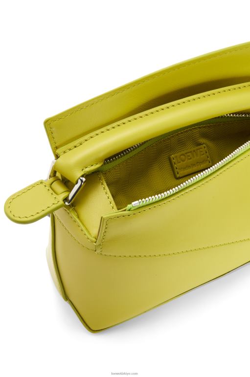 Loewe saten dana derisinden mini puzzle kenar çantası 02600211 kadınlar limon sarısı