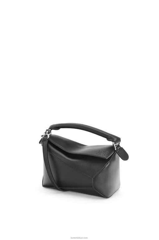 Loewe saten dana derisinden mini puzzle kenar çantası 02600219 kadınlar siyah
