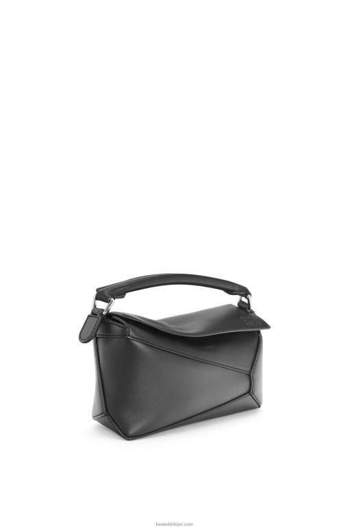 Loewe saten dana derisinden mini puzzle kenar çantası 02600219 kadınlar siyah
