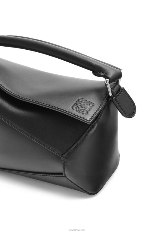 Loewe saten dana derisinden mini puzzle kenar çantası 02600219 kadınlar siyah