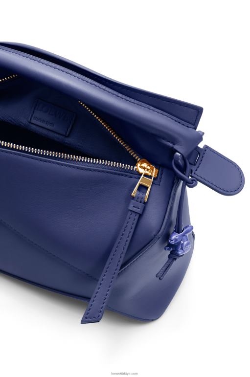 Loewe saten dana derisinden yapboz kenarlı küçük çanta 02600531 kadınlar derin mor sır