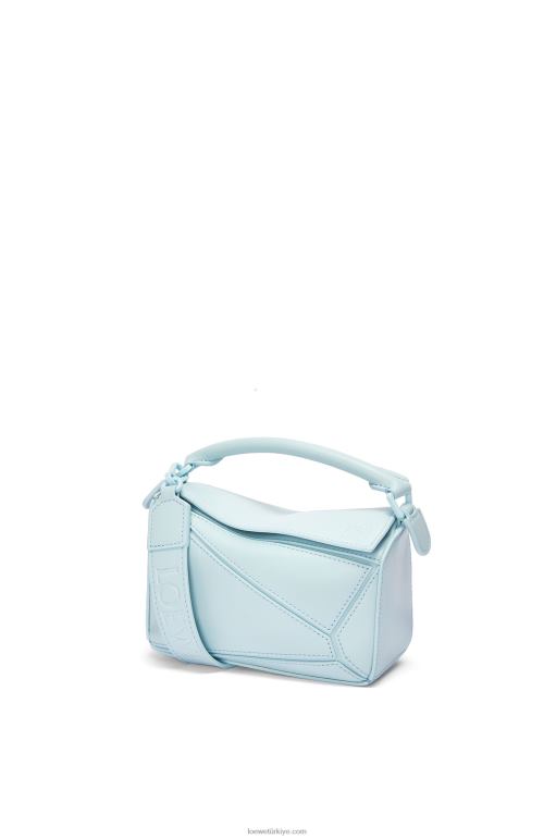 Loewe saten dana derisinden yapboz mini çanta 02600264 kadınlar akuamarin