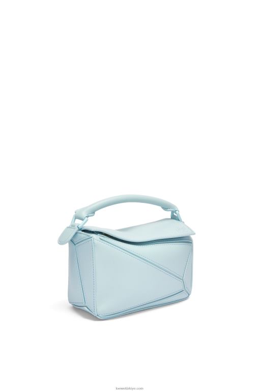 Loewe saten dana derisinden yapboz mini çanta 02600264 kadınlar akuamarin