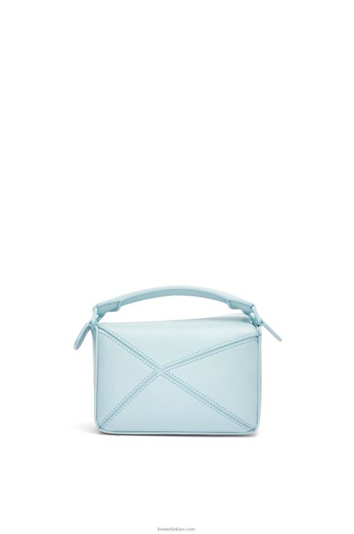 Loewe saten dana derisinden yapboz mini çanta 02600264 kadınlar akuamarin