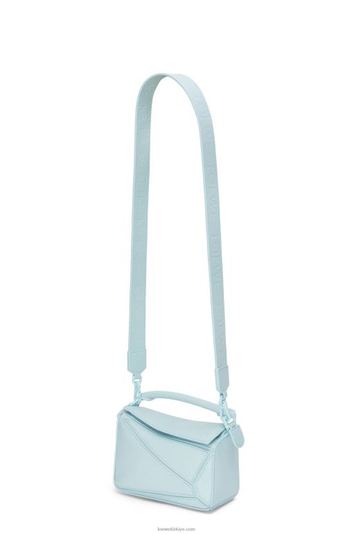 Loewe saten dana derisinden yapboz mini çanta 02600264 kadınlar akuamarin