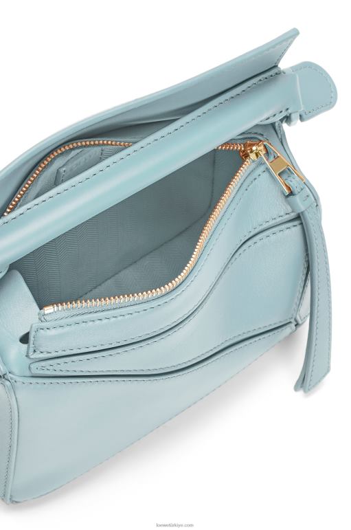 Loewe saten dana derisinden yapboz mini çanta 02600264 kadınlar akuamarin