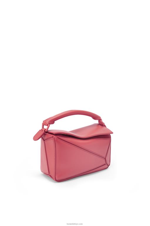 Loewe saten dana derisinden yapboz mini çanta 02600266 kadınlar erik gülü
