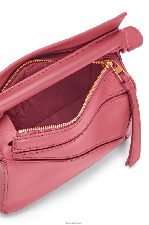 Loewe saten dana derisinden yapboz mini çanta 02600266 kadınlar erik gülü