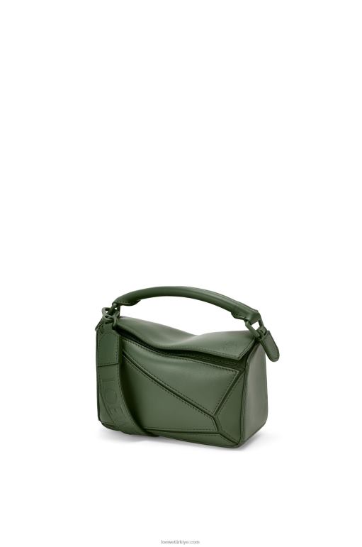 Loewe saten dana derisinden yapboz mini çanta 02600270 kadınlar eski haki