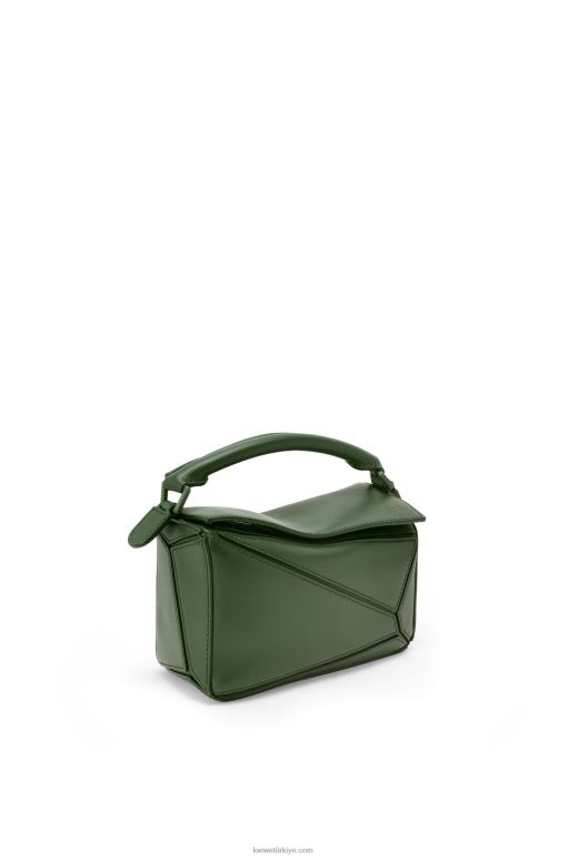 Loewe saten dana derisinden yapboz mini çanta 02600270 kadınlar eski haki