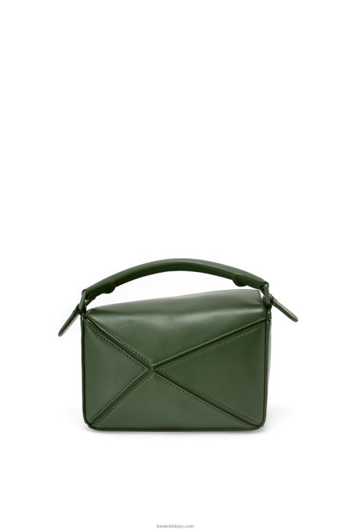 Loewe saten dana derisinden yapboz mini çanta 02600270 kadınlar eski haki