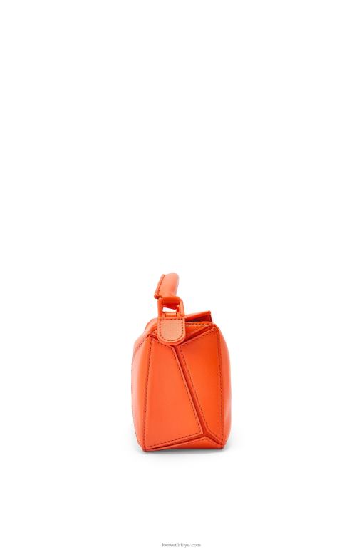Loewe saten dana derisinden yapboz mini çanta 02600271 kadınlar turuncu