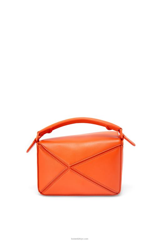 Loewe saten dana derisinden yapboz mini çanta 02600271 kadınlar turuncu