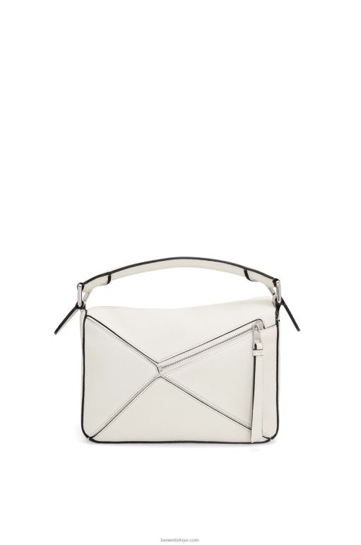 Loewe yumuşak damarlı dana derisinden küçük yapboz çanta 02600367 kadınlar açık beyaz