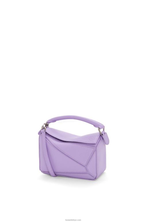 Loewe yumuşak taneli dana derisinden mini yapboz çanta 02600199 kadınlar açık leylak rengi
