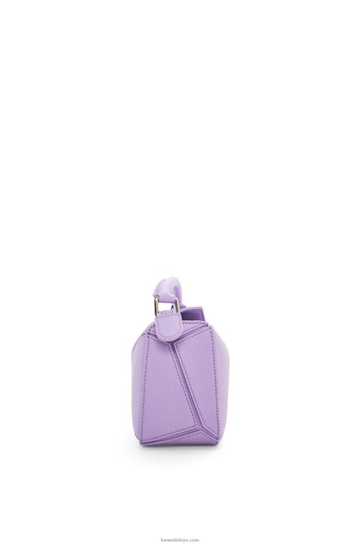 Loewe yumuşak taneli dana derisinden mini yapboz çanta 02600199 kadınlar açık leylak rengi