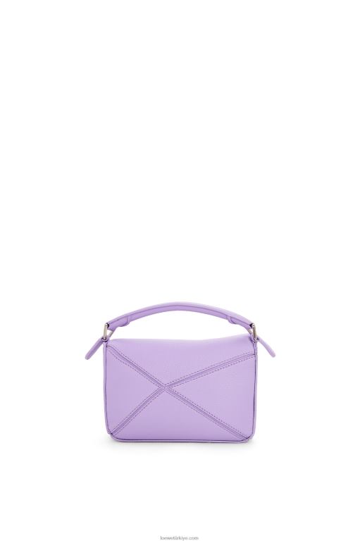 Loewe yumuşak taneli dana derisinden mini yapboz çanta 02600199 kadınlar açık leylak rengi