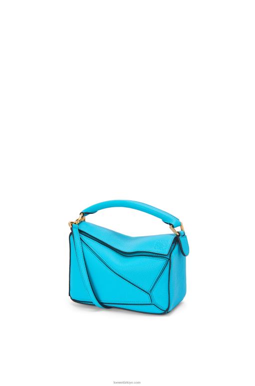 Loewe yumuşak taneli dana derisinden mini yapboz çanta 02600287 kadınlar mavi