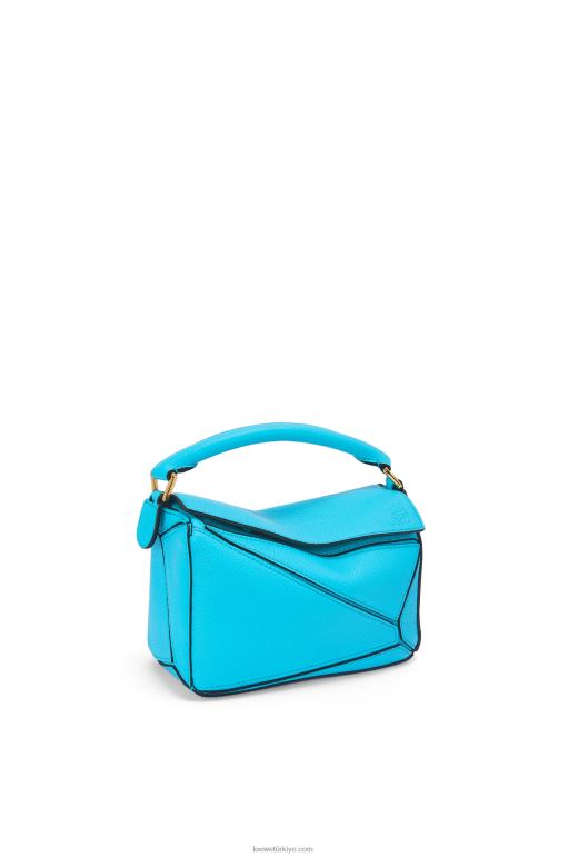 Loewe yumuşak taneli dana derisinden mini yapboz çanta 02600287 kadınlar mavi