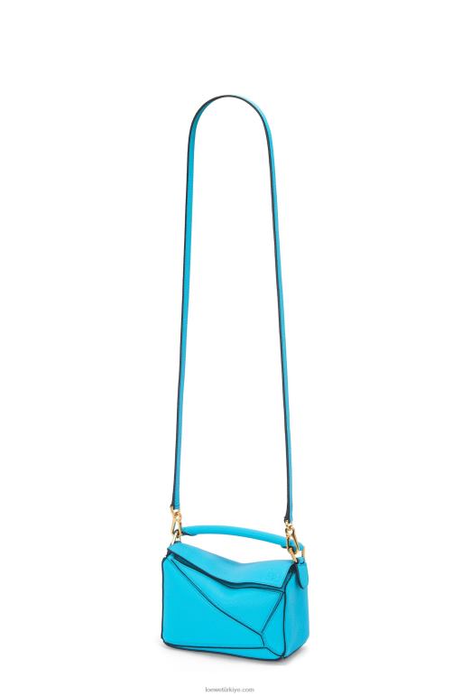 Loewe yumuşak taneli dana derisinden mini yapboz çanta 02600287 kadınlar mavi
