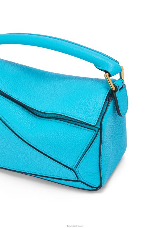 Loewe yumuşak taneli dana derisinden mini yapboz çanta 02600287 kadınlar mavi
