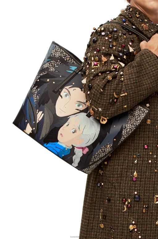Loewe anagram jakarlı ve dana derisinden howl t tote çanta 02600188 kadınlar siyah
