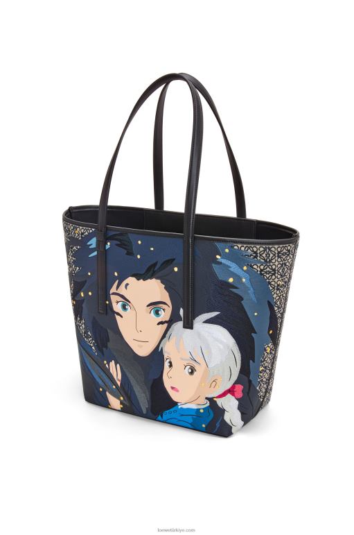 Loewe anagram jakarlı ve dana derisinden howl t tote çanta 02600188 kadınlar siyah