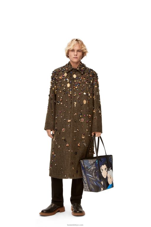 Loewe anagram jakarlı ve dana derisinden howl t tote çanta 02600188 kadınlar siyah