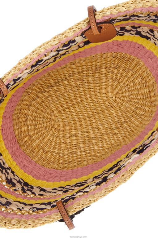 Loewe fil otu ve dana derisinden sepet tote 0260094 kadınlar doğal/pembe lale