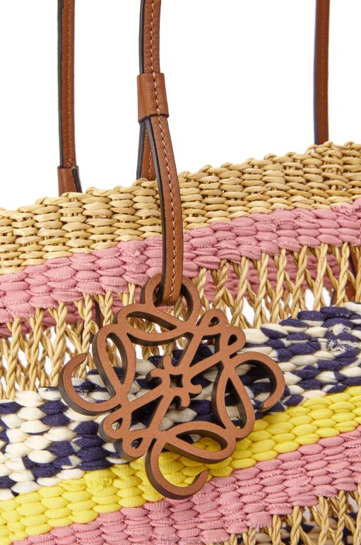 Loewe fil otu ve dana derisinden sepet tote 0260094 kadınlar doğal/pembe lale
