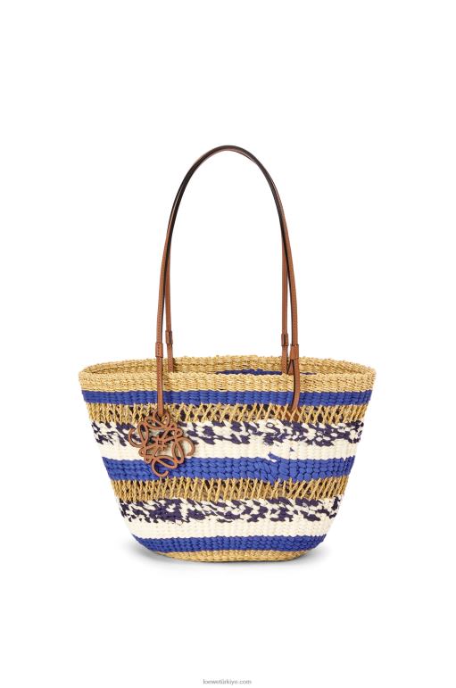 Loewe fil otu ve dana derisinden sepet tote 0260095 kadınlar doğal/mavi