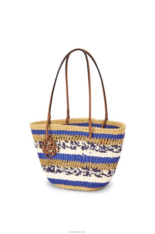 Loewe fil otu ve dana derisinden sepet tote 0260095 kadınlar doğal/mavi