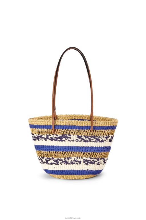 Loewe fil otu ve dana derisinden sepet tote 0260095 kadınlar doğal/mavi