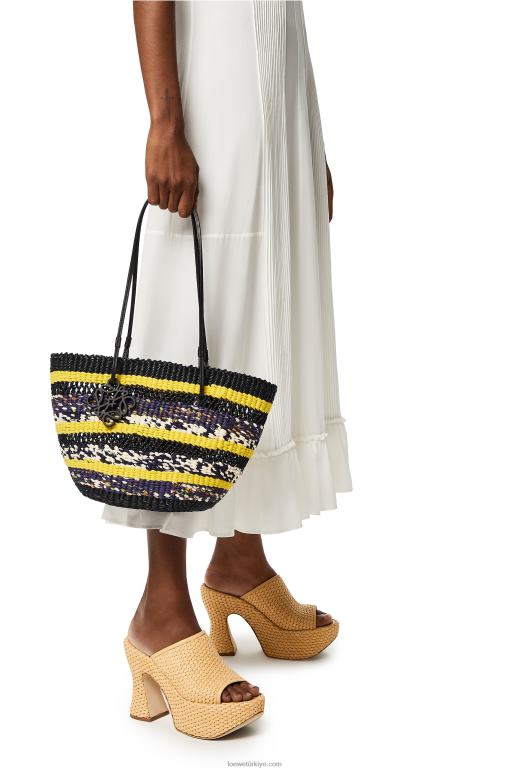 Loewe fil otu ve dana derisinden sepet tote 0260096 kadınlar siyah Sarı