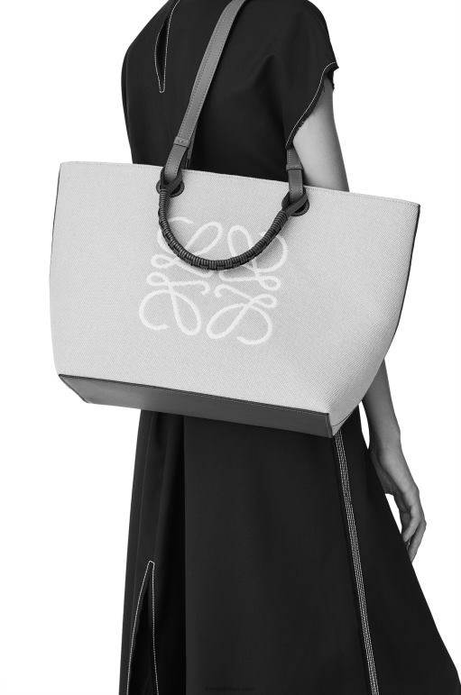 Loewe jakarlı ve dana derisinden anagram tote çanta 02600122 kadınlar ekru/ten rengi