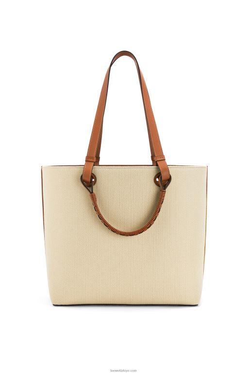 Loewe jakarlı ve dana derisinden anagram tote çanta 02600122 kadınlar ekru/ten rengi