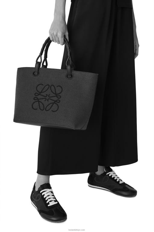 Loewe jakarlı ve dana derisinden küçük anagram tote çanta 02600121 kadınlar ekru/ten rengi