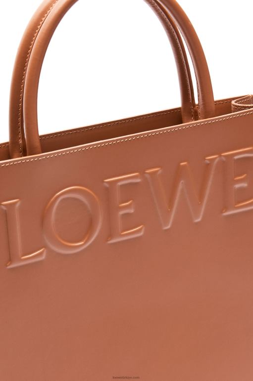 Loewe şık dana derisinden standart a4 çanta 02600115 kadınlar bronzlaşmak