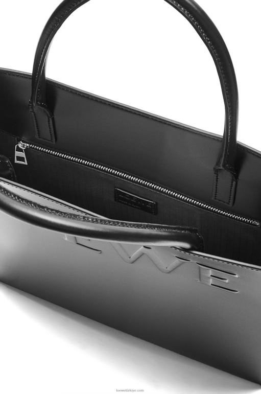 Loewe şık dana derisinden standart a4 çanta 02600117 kadınlar siyah