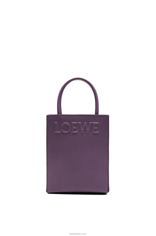 Loewe şık dana derisinden standart a5 çantası 02600192 kadınlar derin patlıcan