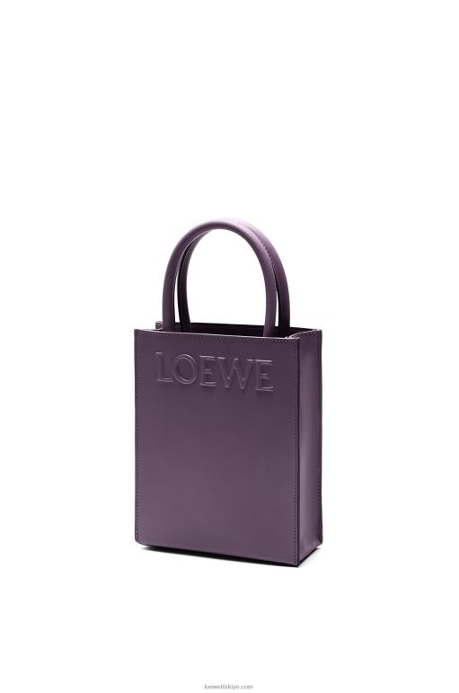 Loewe şık dana derisinden standart a5 çantası 02600192 kadınlar derin patlıcan
