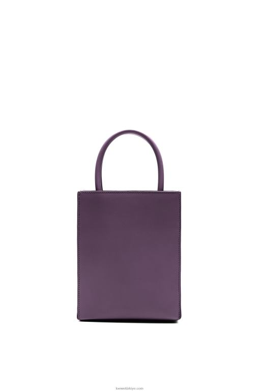 Loewe şık dana derisinden standart a5 çantası 02600192 kadınlar derin patlıcan