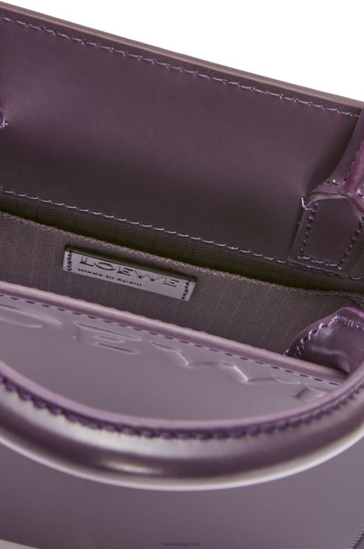 Loewe şık dana derisinden standart a5 çantası 02600192 kadınlar derin patlıcan
