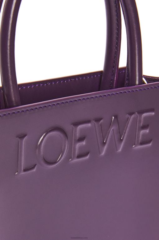 Loewe şık dana derisinden standart a5 çantası 02600192 kadınlar derin patlıcan