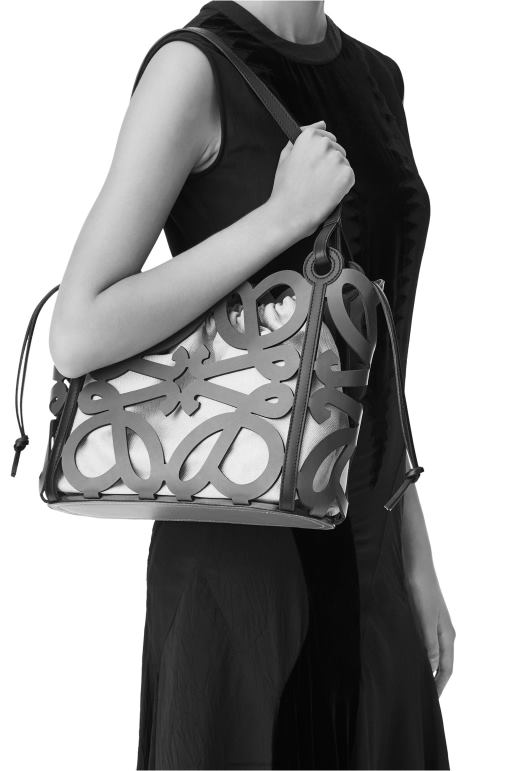 Loewe kutuda küçük anagram kesip tote dana derisi 02600187 kadınlar açık beyaz