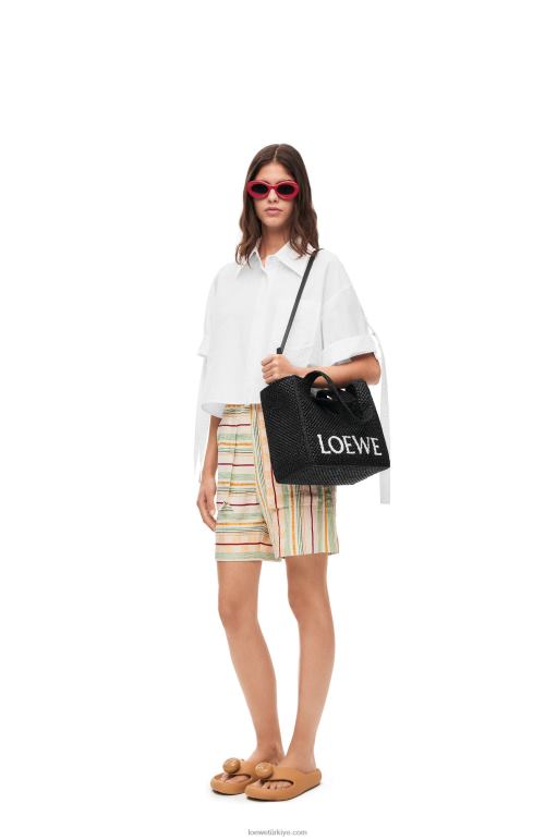 Loewe orta boy rafya çanta 0260012 kadınlar siyah