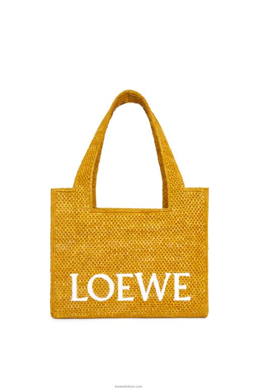 Loewe orta boy rafya çanta 0260013 kadınlar okra
