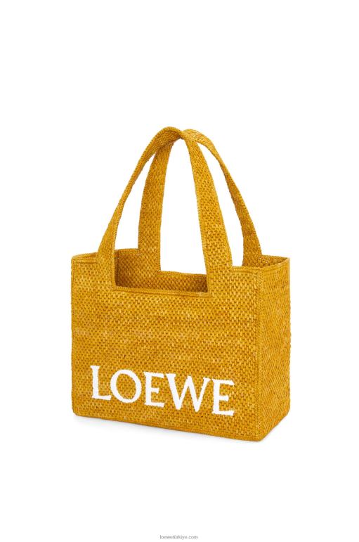 Loewe orta boy rafya çanta 0260013 kadınlar okra