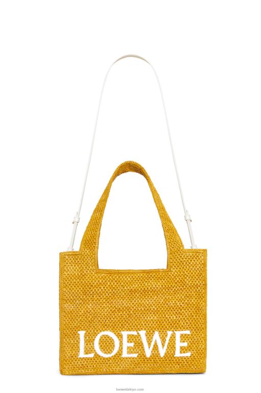Loewe orta boy rafya çanta 0260013 kadınlar okra