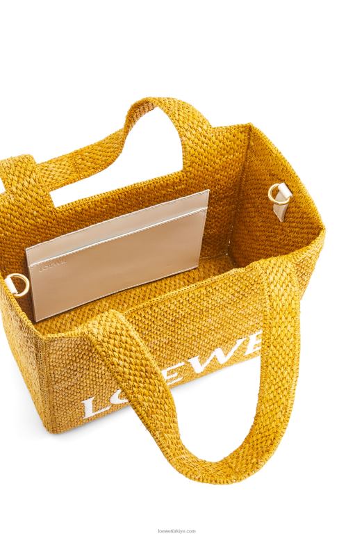 Loewe orta boy rafya çanta 0260013 kadınlar okra